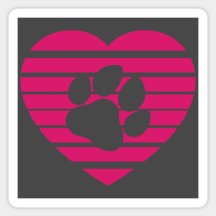 Dog Paw Heart Valentine - Magenta Sticker